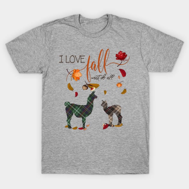 Llama Lovers - I Love Fall Most of All T-Shirt by IconicTee